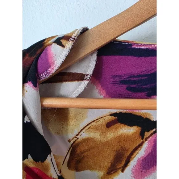 Ralph Lauren Floral Faux Wrap V Neck Ruched Sleeveless Dress 10P - Picture 8 of 11